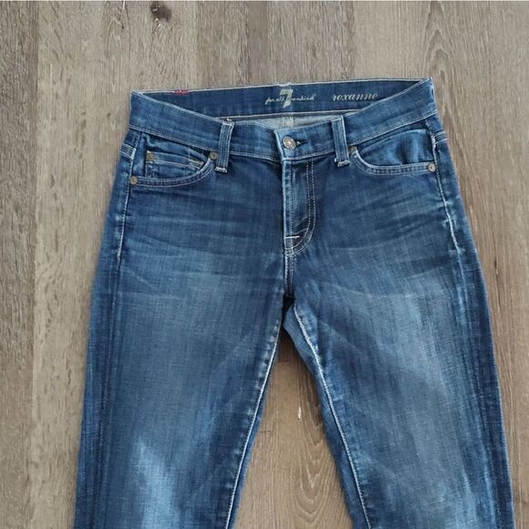 7 For All Mankind Roxanne Mid Rise Raw Hem Jeans Size 24 - Picture 2 of 9